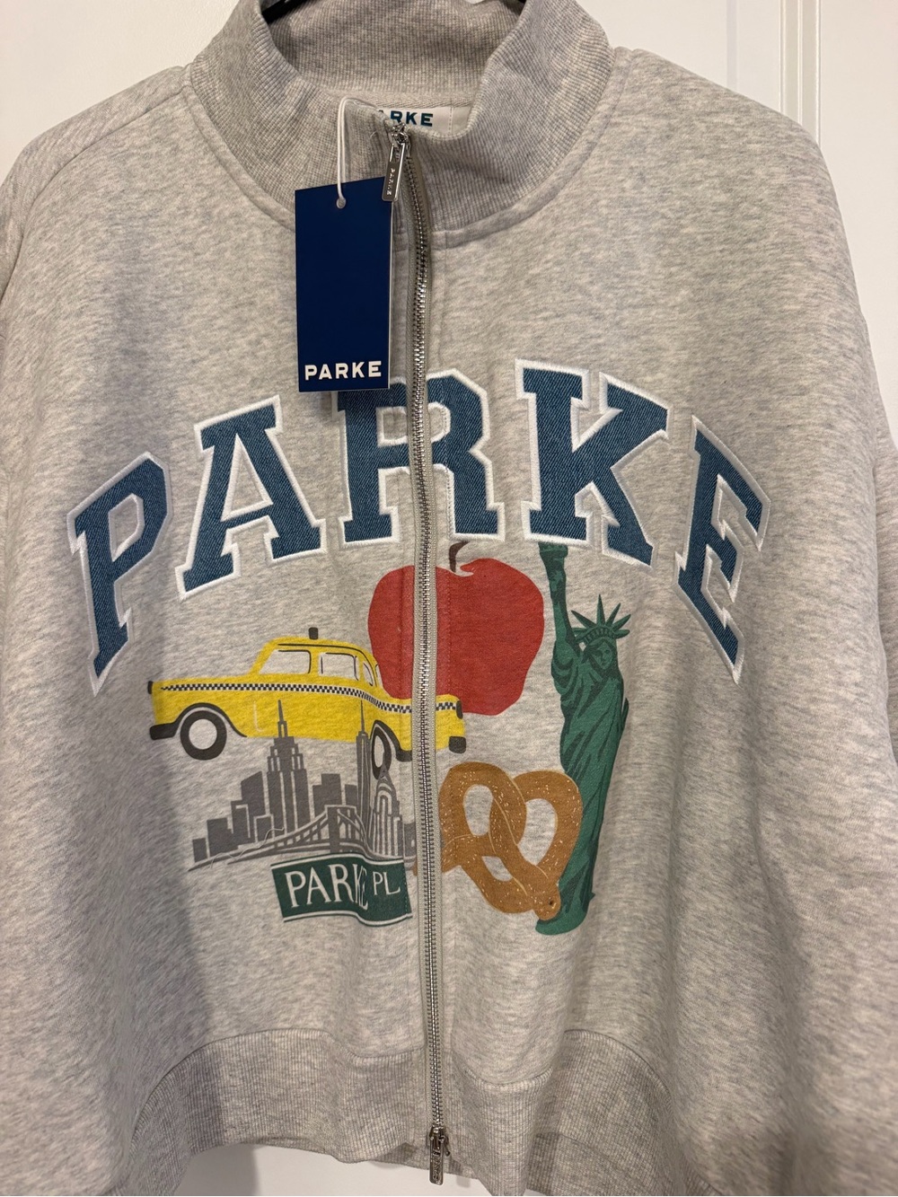 PARKE NYC Exclusive Zip Up New York City Logo Mock Neck Size L/XL - Picture 3 of 8